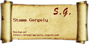 Stamm Gergely névjegykártya